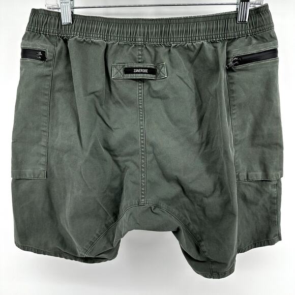 Zanerobe Shorts Drawstring Zip Pockets Streetwear Stretch Olive Green 36 - Picture 5 of 5